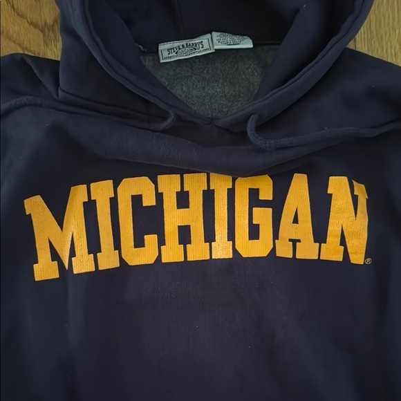 Vintage 90s Y2K Steve & Barry's Heavyweight University of Michigan Navy Hoodie L - Picture 3 of 4